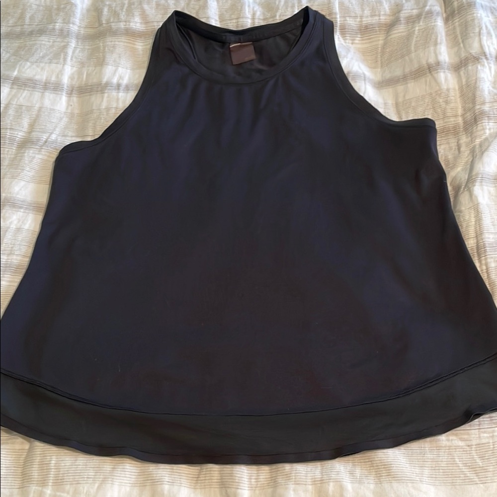Calia Black Sleeveless Women's Tank with mesh detail at hem size Large